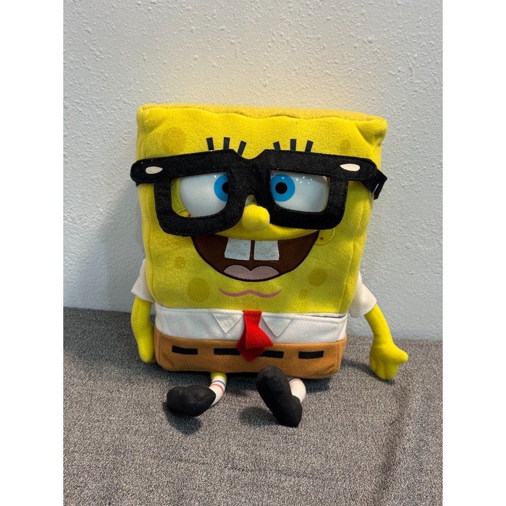 Nickelodeon SpongeBob SquarePants Black Glasses Nerd Soft Stuffed Plush Toy 10"